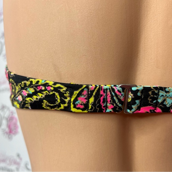 Victoria secret bathing suit top bikini paisley print neon gold sparkly shimmer - Picture 6 of 9